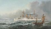 Henry J. Morgan HMS 'Bonaventure' oil painting
